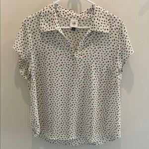 CAbi Cream and Black Patterned Top